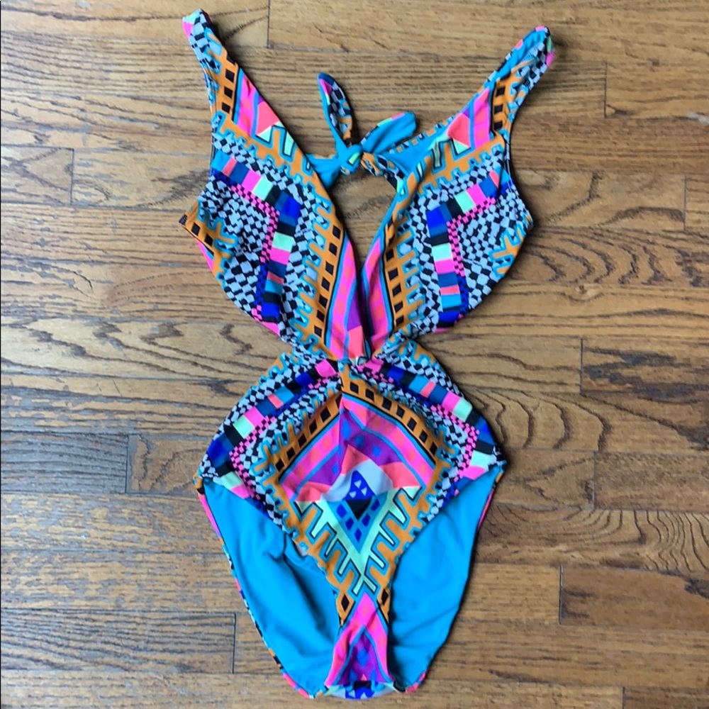 Mara Hoffman Neon One Piece Swimsuit Cutout XS